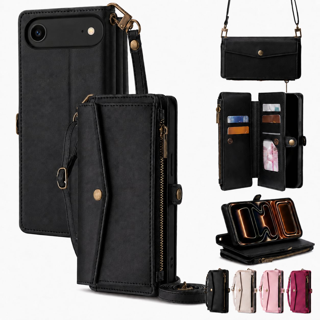 Topteng - Crossbody Wallet Case for iPhone 17/17 Air/17 Pro/17 Pro Max– Zipper Card Holder,Premium PU Leather&TPU,Hand-Free Design - iPhone 17 Air Black price history on PriceWatchPro