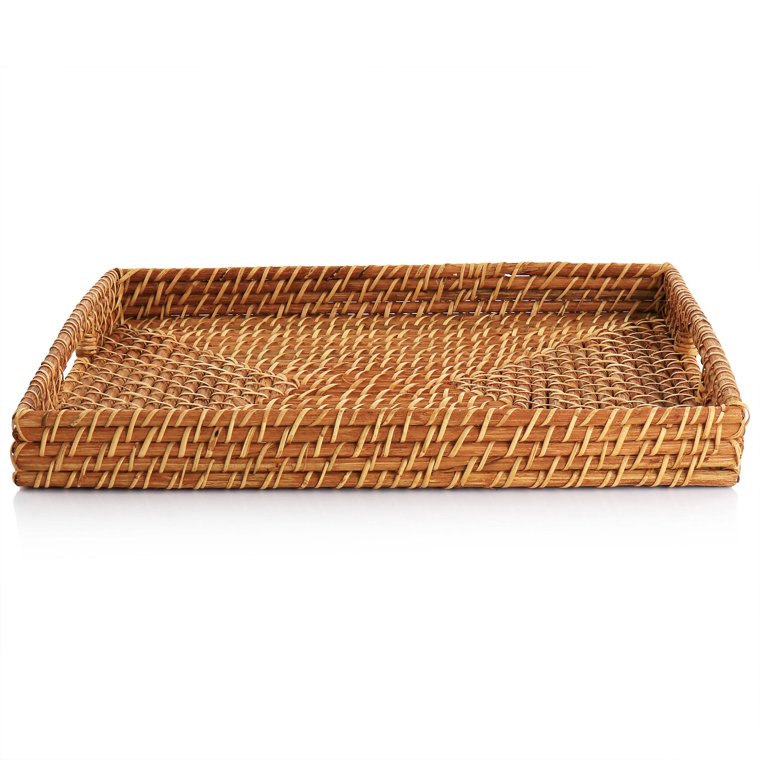 Alt View 2. Martha Stewart - Martha Stewart 16 Inch Rattan Woven Serving Tray in Brown - Brown.