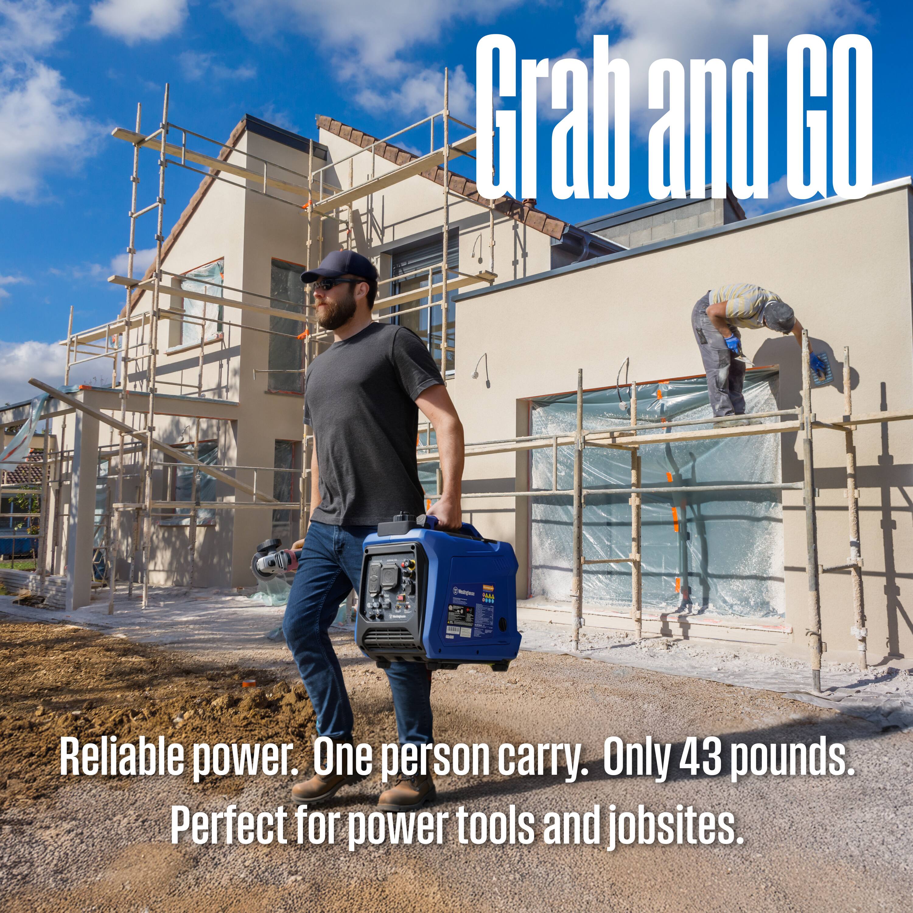 Grab and GO 1 -a | Reliable power. One person carry. Only 43 pounds. Perfect for power tools and jobsites.