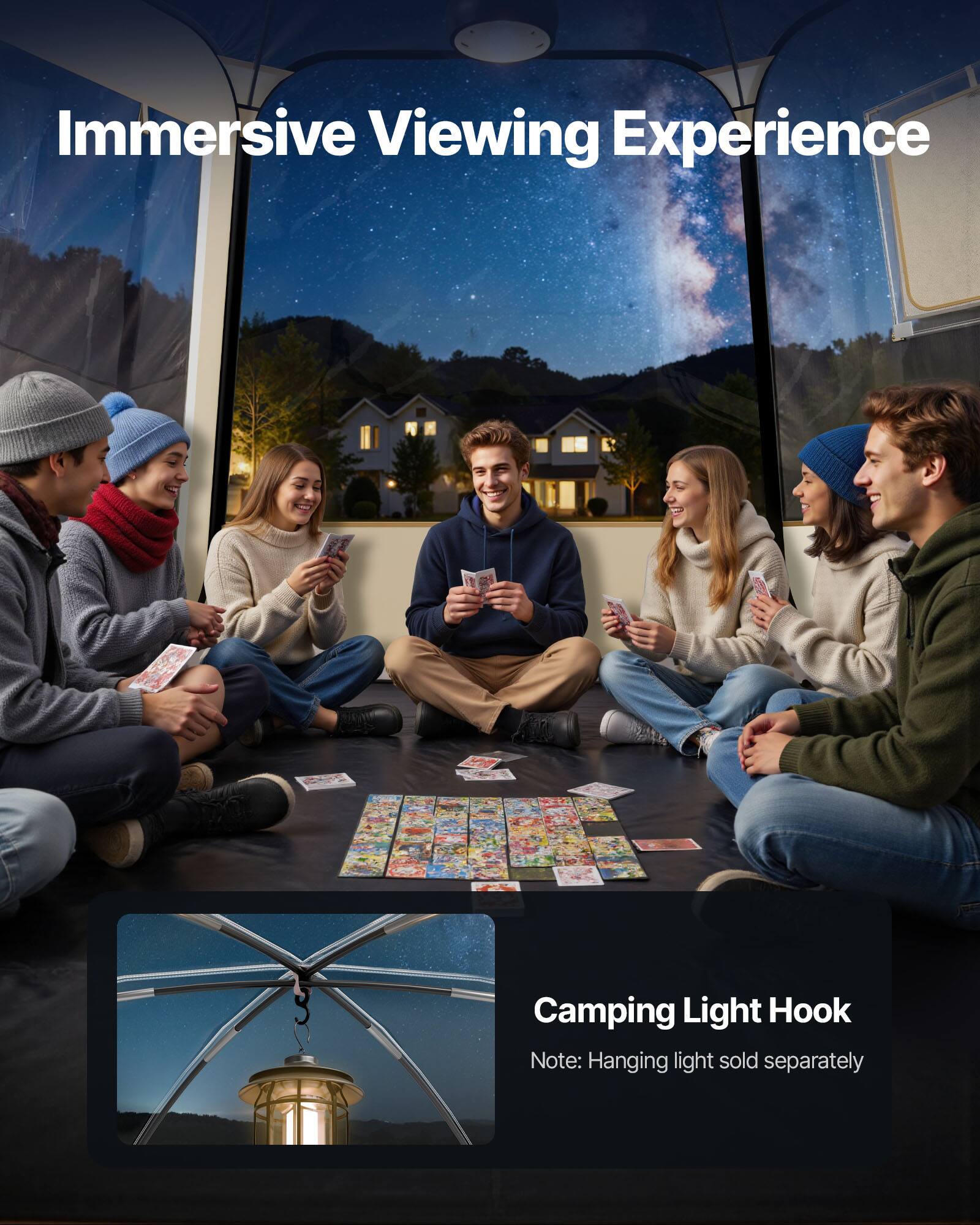 Immersive Viewing Experience

Camping Light Hook
Note: Hanging light sold separately