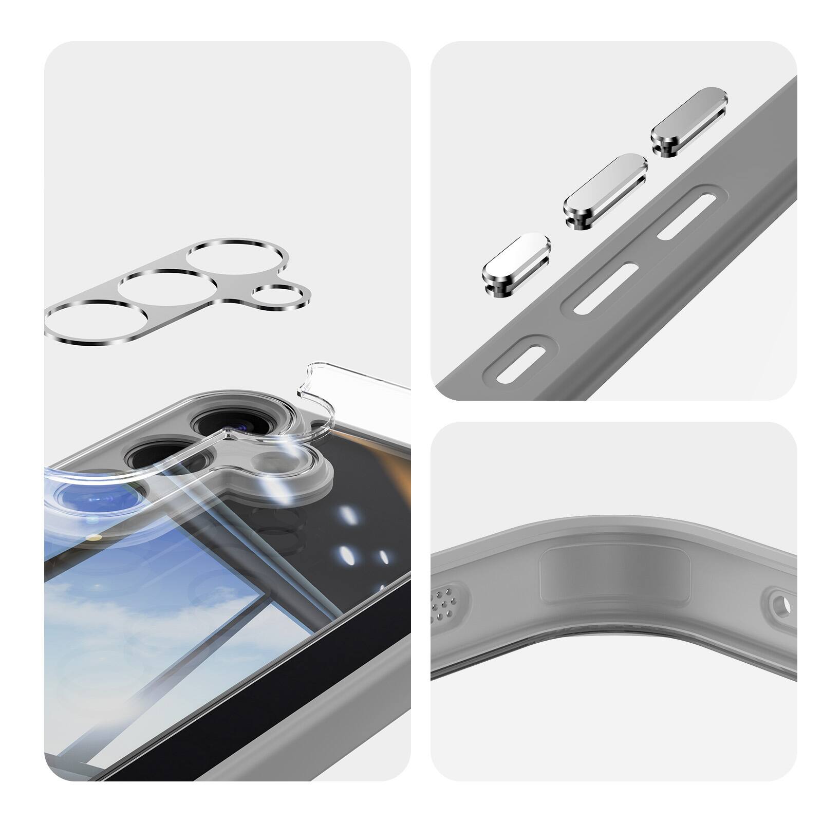 Alt View 1. UUCOVER - Clear Protective Case for Samsung Galaxy S26+, Metal Camera Frame Protection, Shockproof Glossy Transparent Slim Cover - Gray.