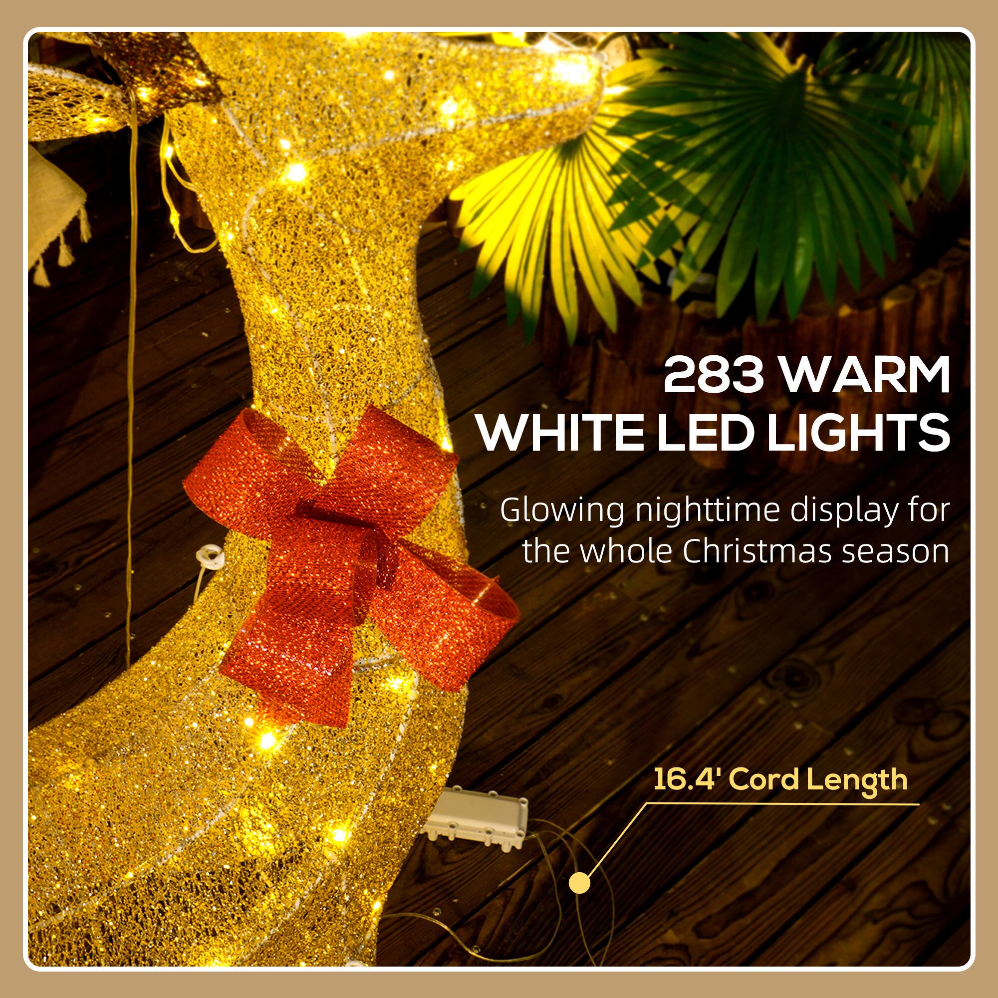 283 Warm White LED Lights: Glowing nighttime display for the whole Christmas season. 16.4' Cord Length.