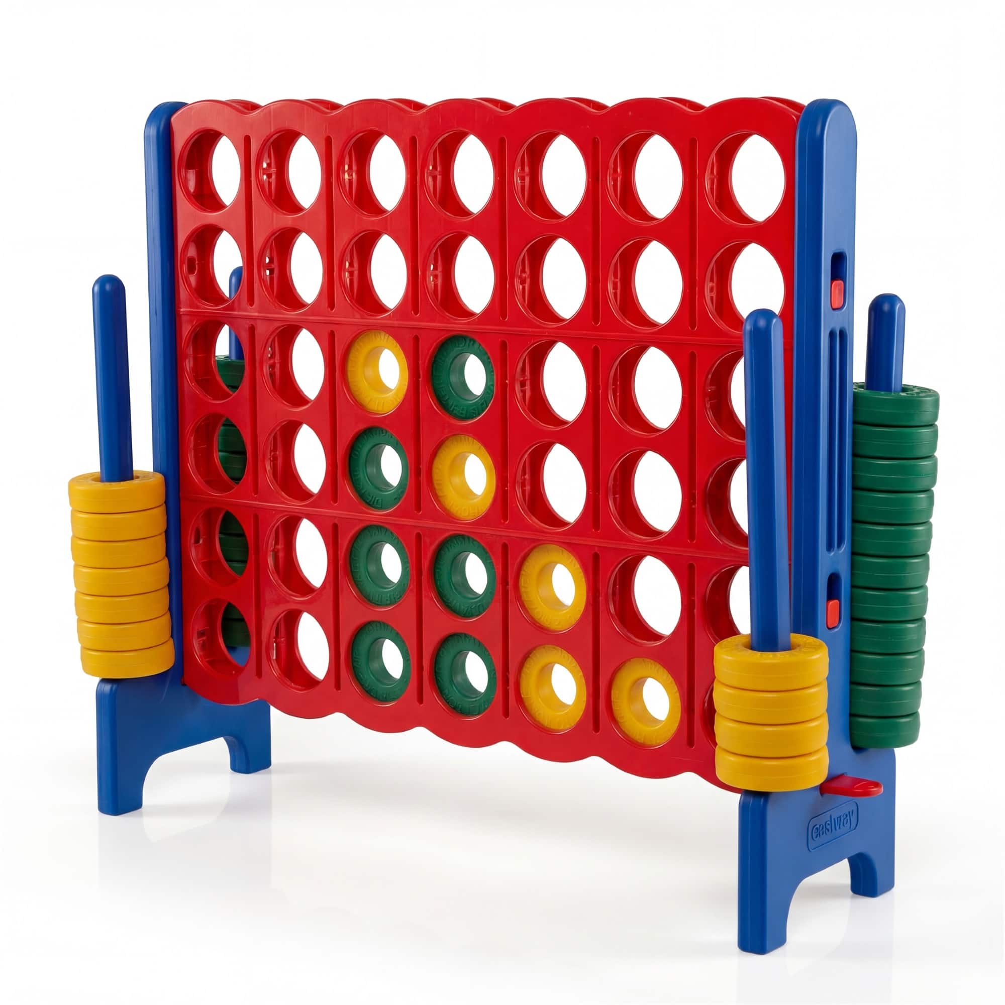 Costway - Jumbo 4-to-Score 4 in A Row Board Game Set Outdoor Indoor Kids Adults Family Fun - Blue + Red
