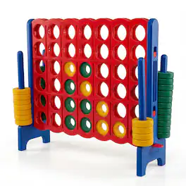 Costway - Jumbo 4-to-Score 4 in A Row Board Game Set Outdoor Indoor Kids Adults Family Fun - Blue + Red