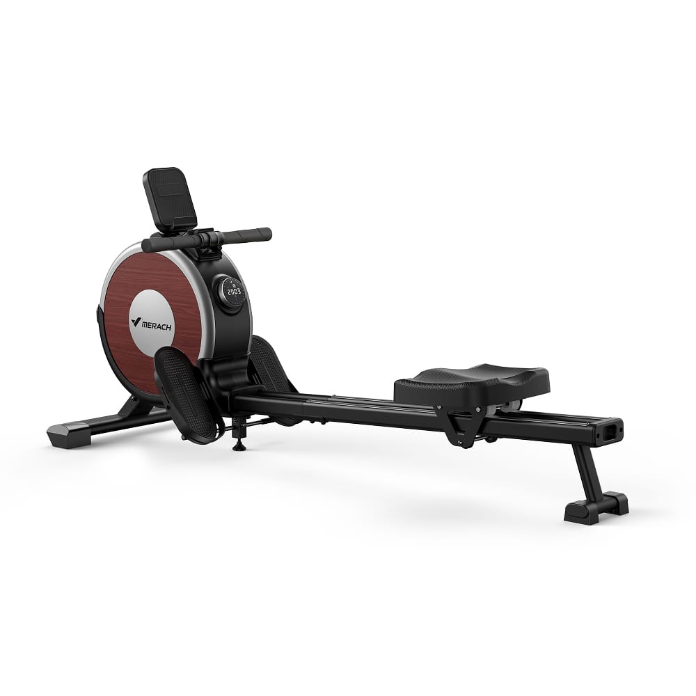 MERACH - Q1S Pro Magnetic Rowing Machine Dual Slide Rail with Max 350lb Weight Capacity Workout Full Body Fitness For Home - Black