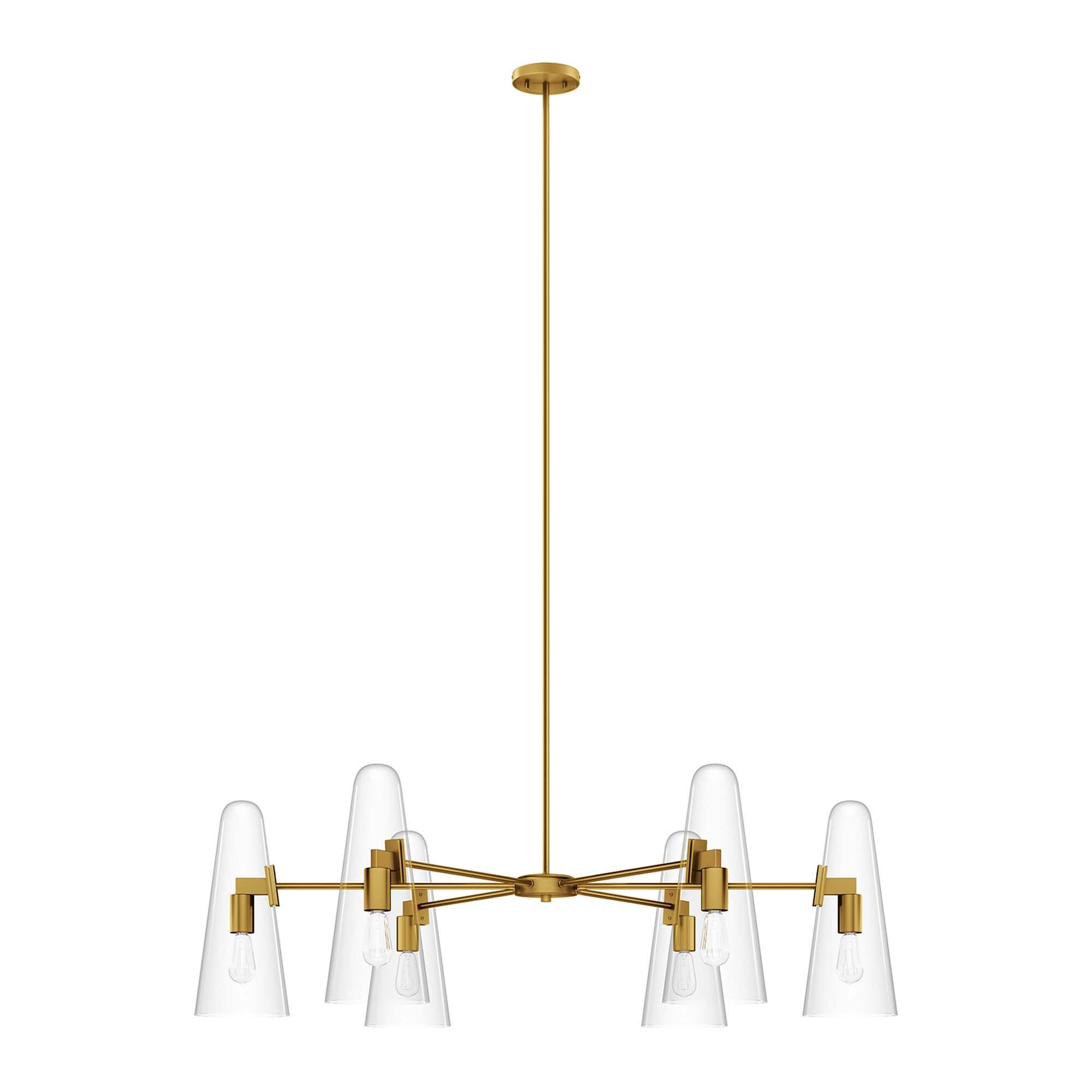 Angle. Modway - Beacon 6-Light Chandelier by Modway - Clear Satin Brass.