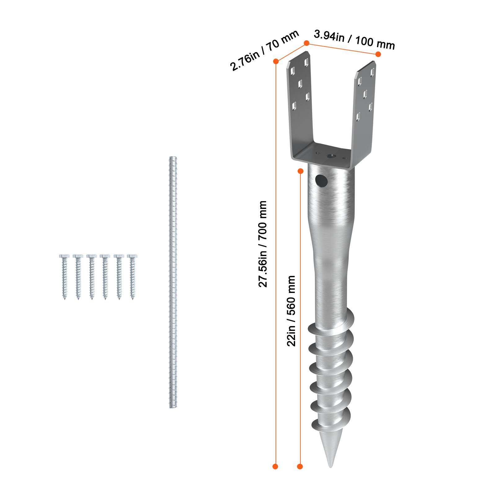 mm 3.94in / 100 mm  
mm 2.76in / 70 mm  
mm 27.56in / 700 mm  
mm 22in / 560 mm