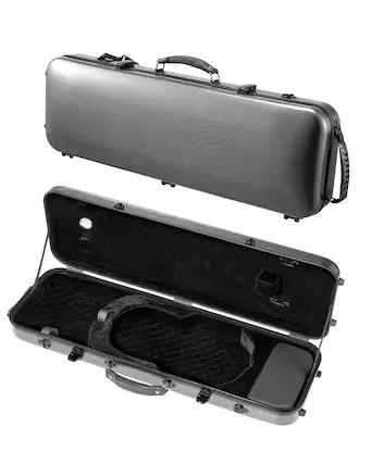 Front. VEVOR - 4/4 Full Size Violin Case, Built-in Hygrometer, Lightweight Portable Travel Carrying Bag, with Plush Lining - Black.
