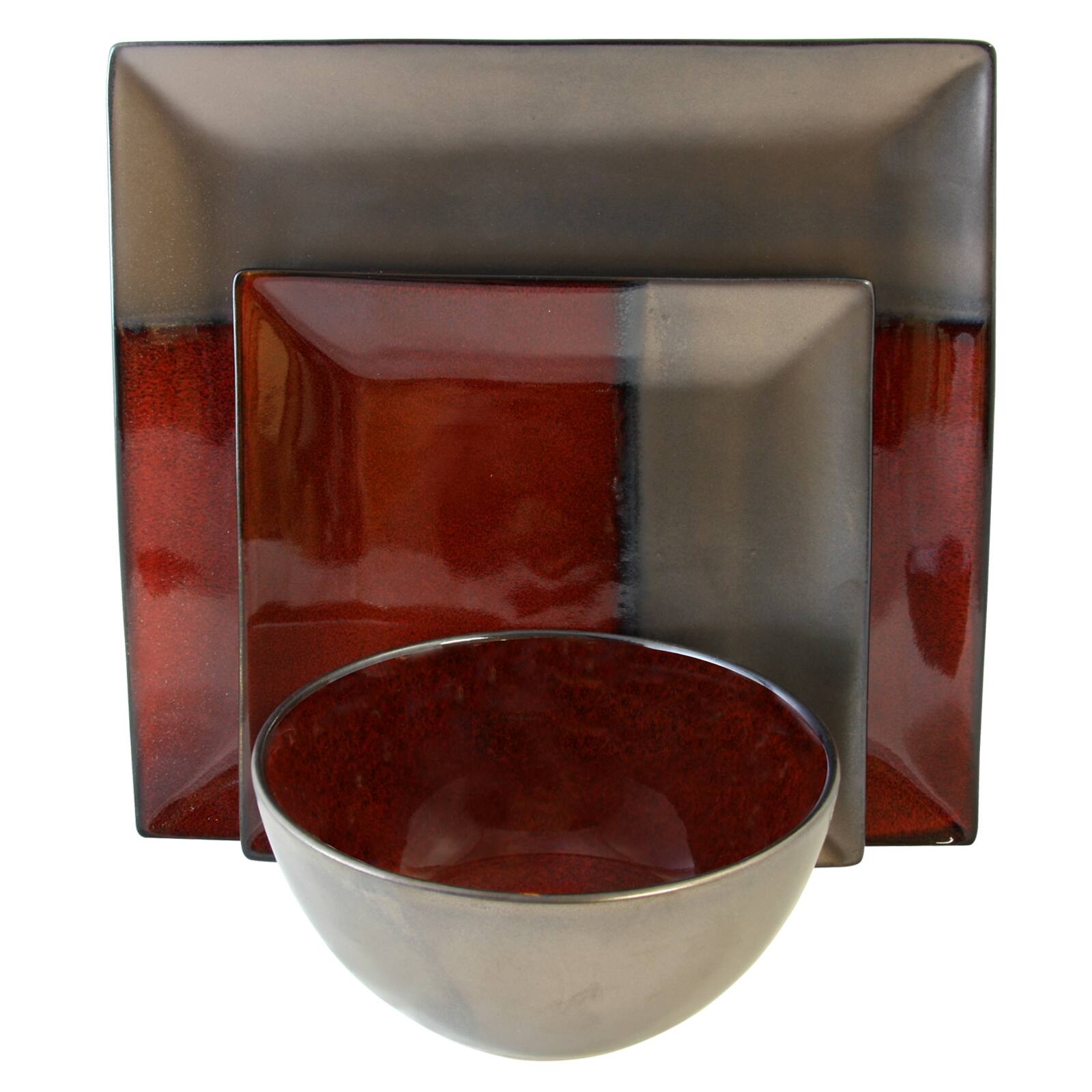 Alt View 4. Gibson - Gibson Elite Decadence 12 Piece Square Dinnerware Set - Assorted.