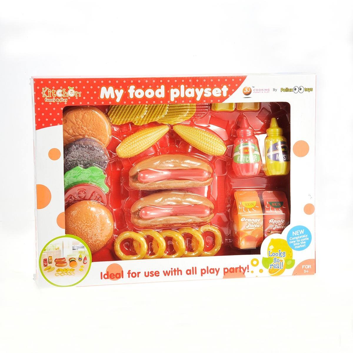 JuzToys Play Food Sets for Kids Kitchen, 30pcs Kitchen Toys with