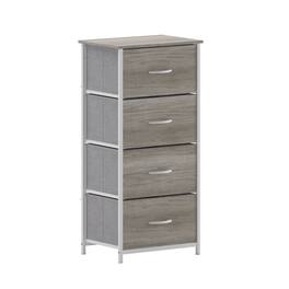 Emma + Oliver - Marley 4 Drawer Storage Dresser with Cast Iron Frame, Wood Top and Easy Pull Engineered Wood Drawers with Wooden Handles - Light Natural Drawers/White Frame