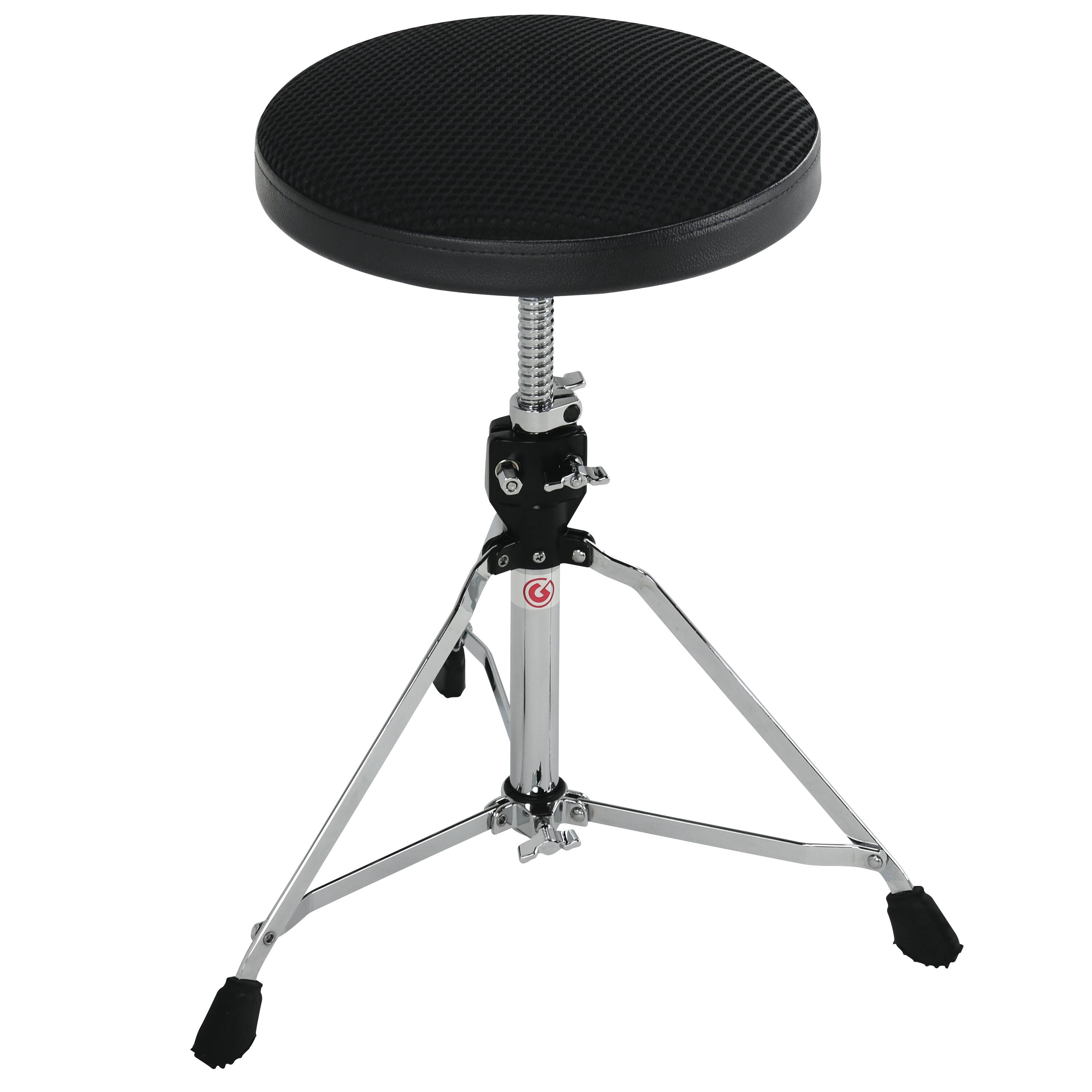 Front. Gibraltar Hardware - Airtech Skinny Top Drum Throne, 13" Breathable Mesh Seat at 2.5" Thick, Lightweight Single-Braced Base.