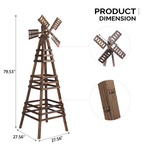Winado 3 Layers 6.6FT Wooden Windmill Backyard Garden Decoration