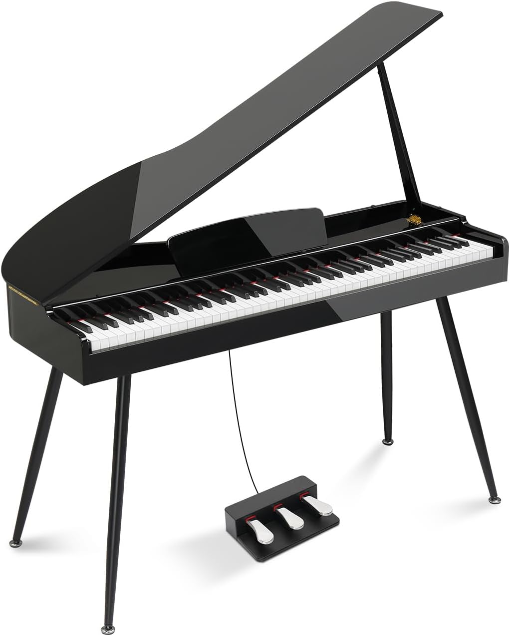 Front. Winado - 88 Key Weighted Action Grand Piano, Foldable Digital Piano Keyboard Foldable Piano Lid,Headphones, Dust Cover - Black.
