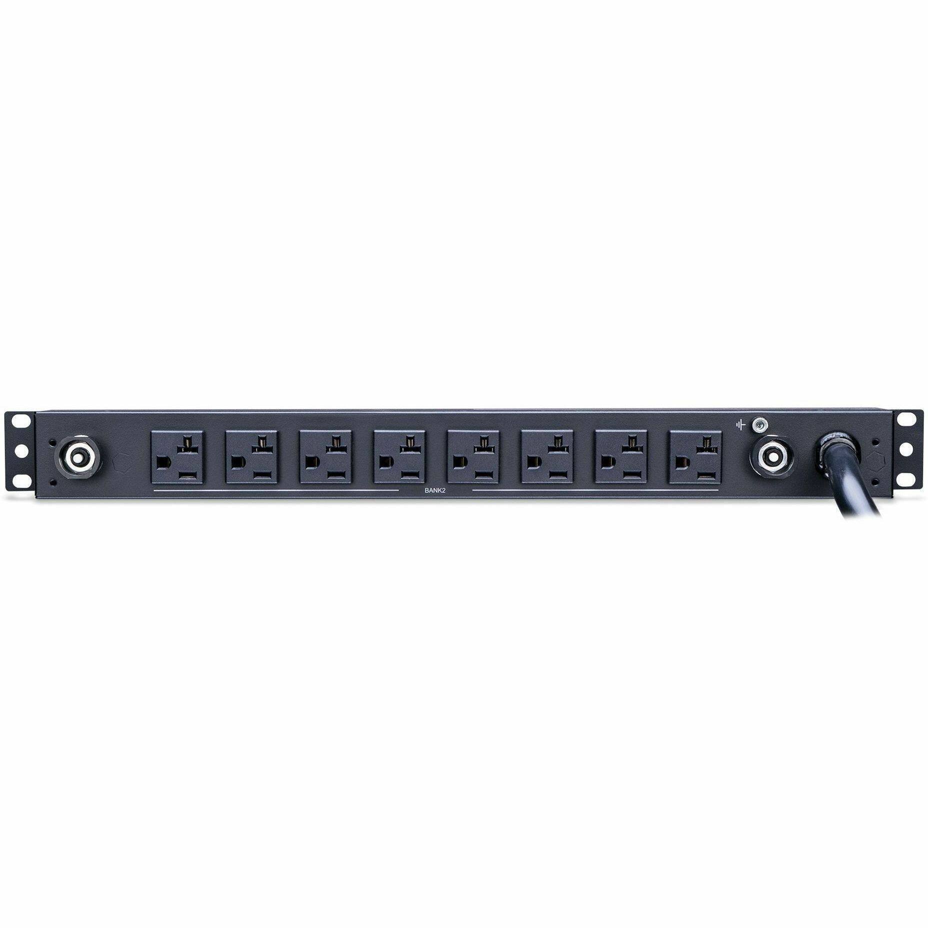 Back. CyberPower - PDU30BT8F8R 16-outlets PDU - 16 x NEMA 5-20R - 1U Rack-mountable, Zero U Vertical Rackmount - Black.