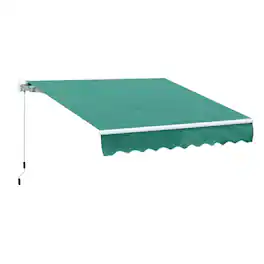 Outsunny - 10' x 8' Retractable Awning, Patio Awnings, Sunshade Shelter w/ Manual Crank Handle, UV & Water-Resistant Fabric - Green