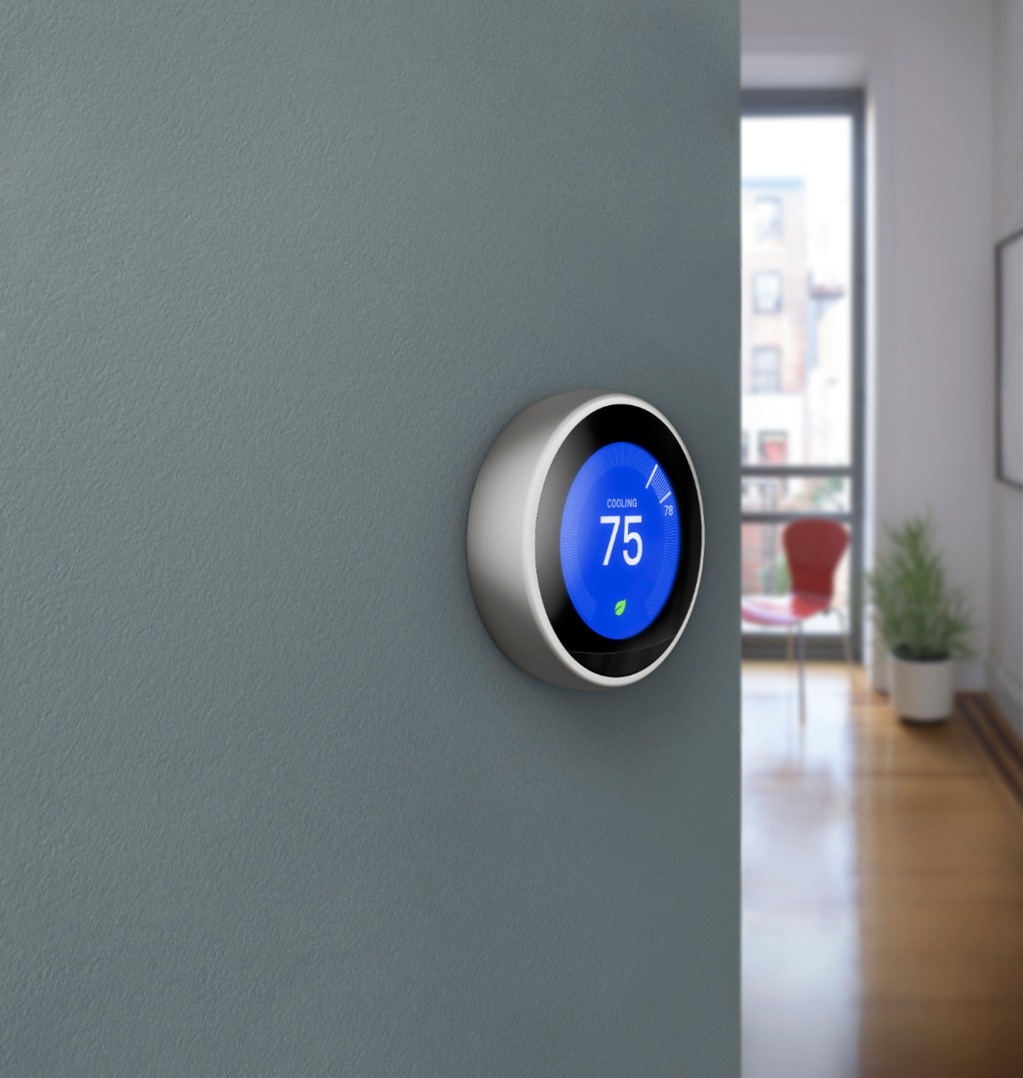 Alt View 31. Google - Nest Learning Smart Wifi Thermostat - Stainless Steel.
