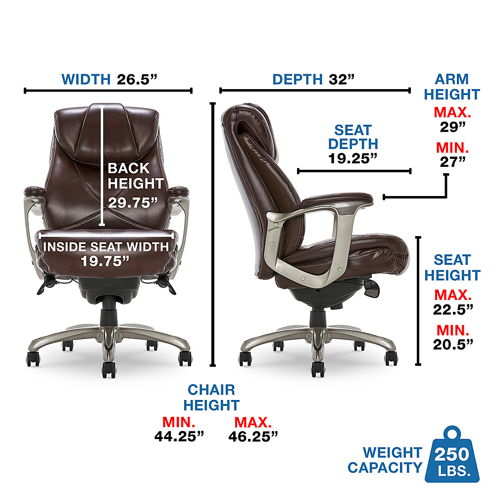 Left View: La-Z-Boy - Air Bonded Leather Executive Chair - Coffee Brown