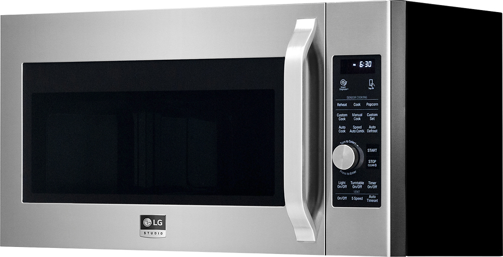 Left View: LG - STUDIO 1.7 Cu. Ft. Convection Over-the-Range Microwave with Sensor Cooking - Stainless steel