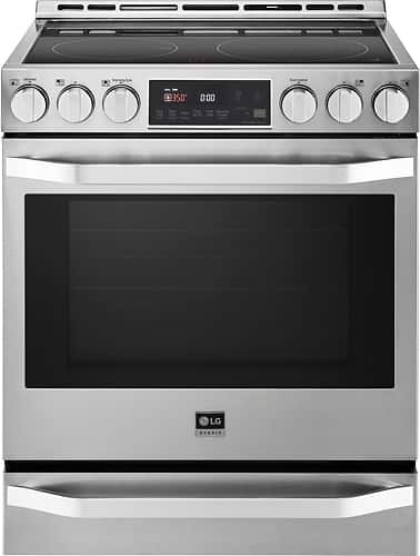 LG STUDIO - 6.3 Cu. Ft. Electric Self-Cleaning Slide-In Range with ProBake Convection - Stainless Steel - Larger Front