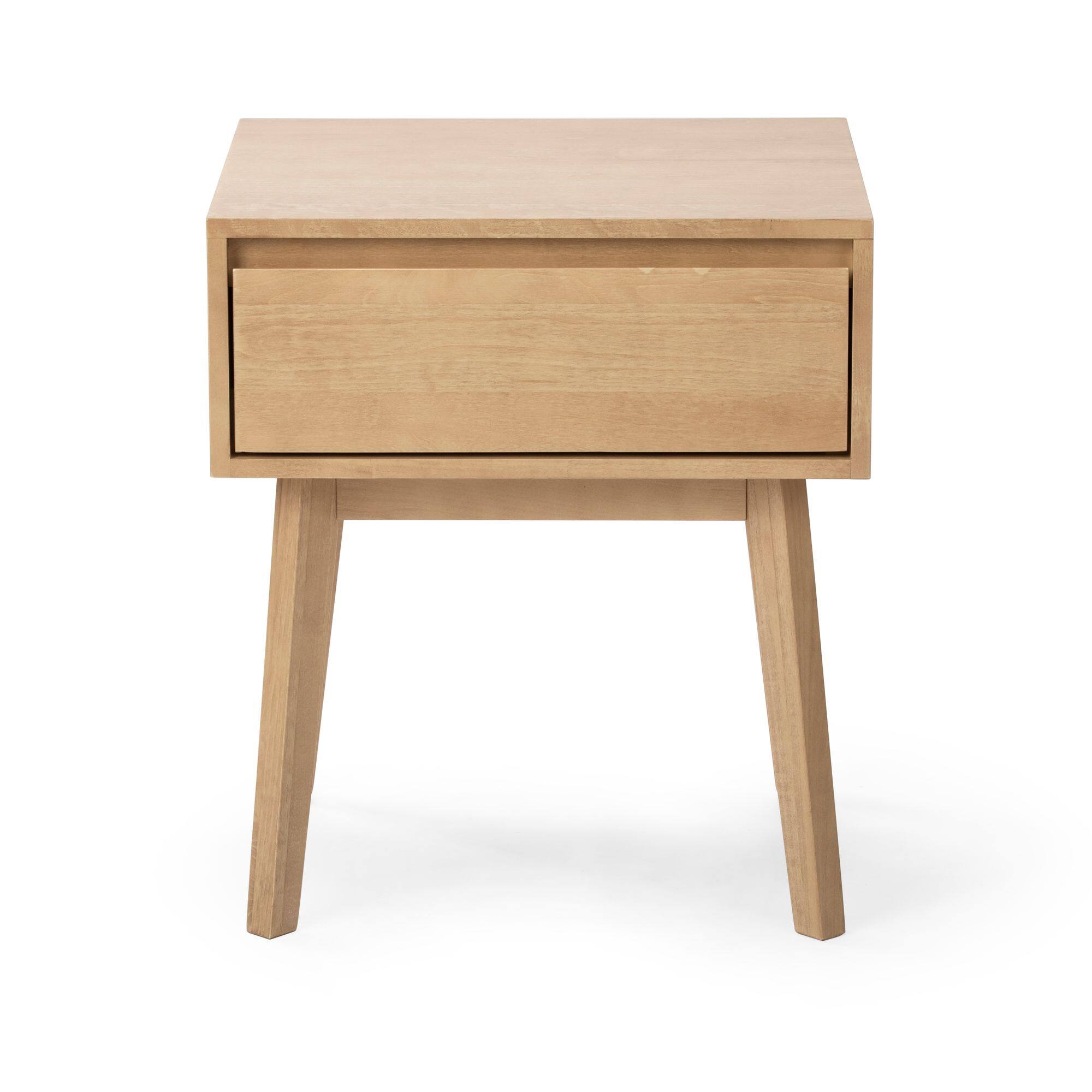 Alt View 3. Plank+Beam - Scandinavian Nightstand with 1 Drawer, Blonde - Blonde.