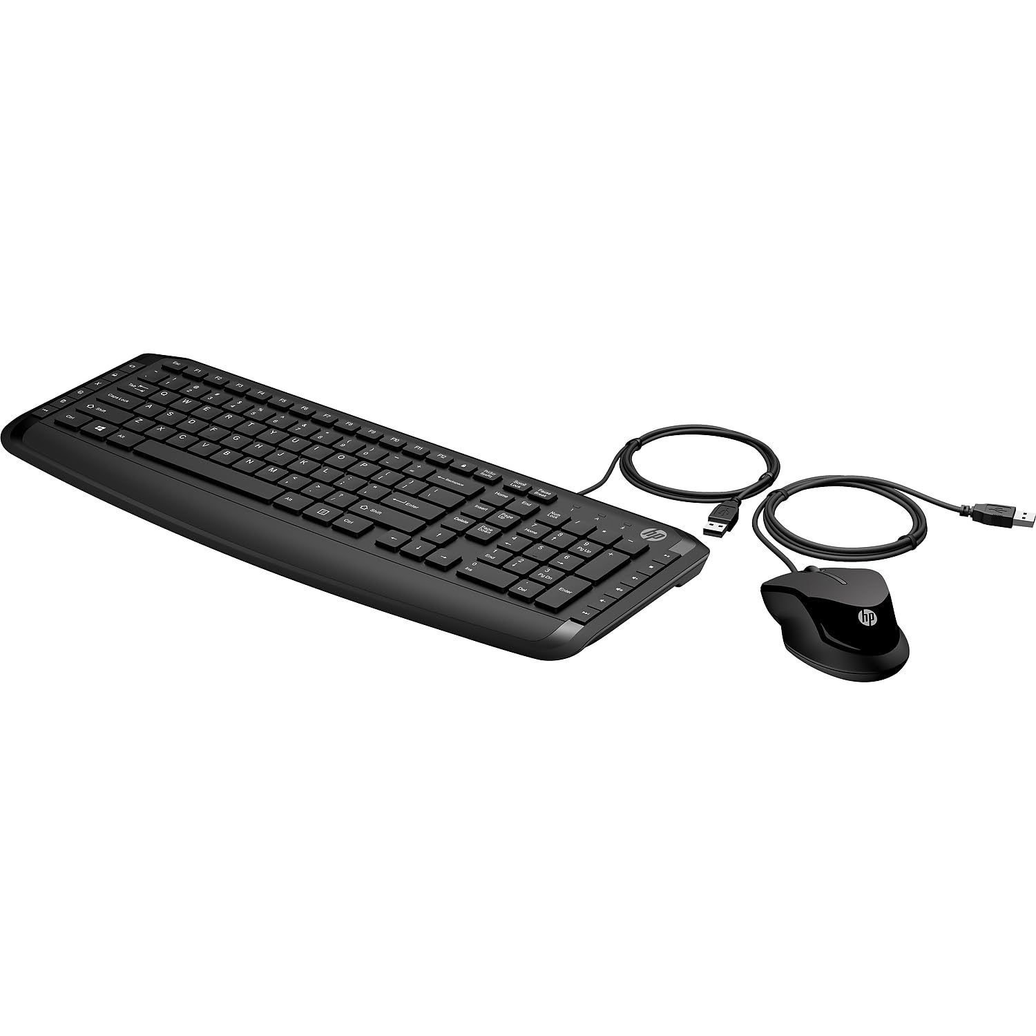 Angle. HP - HP Pavilion Wired Keyboard & Mouse 200 - USB-A, Full-Size, Numeric Keypad, 12 Hotkeys, 1600 DPI, Windows Compatible - Black.