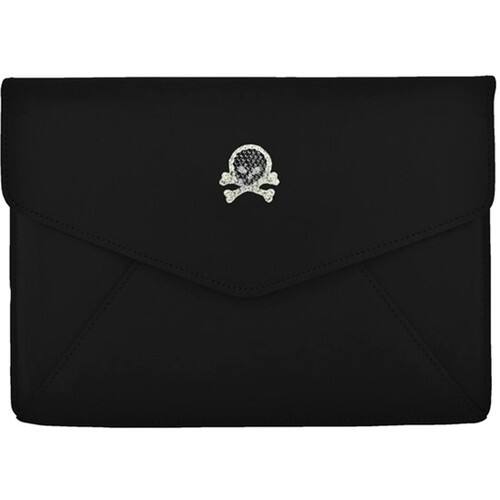 Front Standard. Deos - Carrying Case for Tablet - Black with Swarovski Crystal Skull.