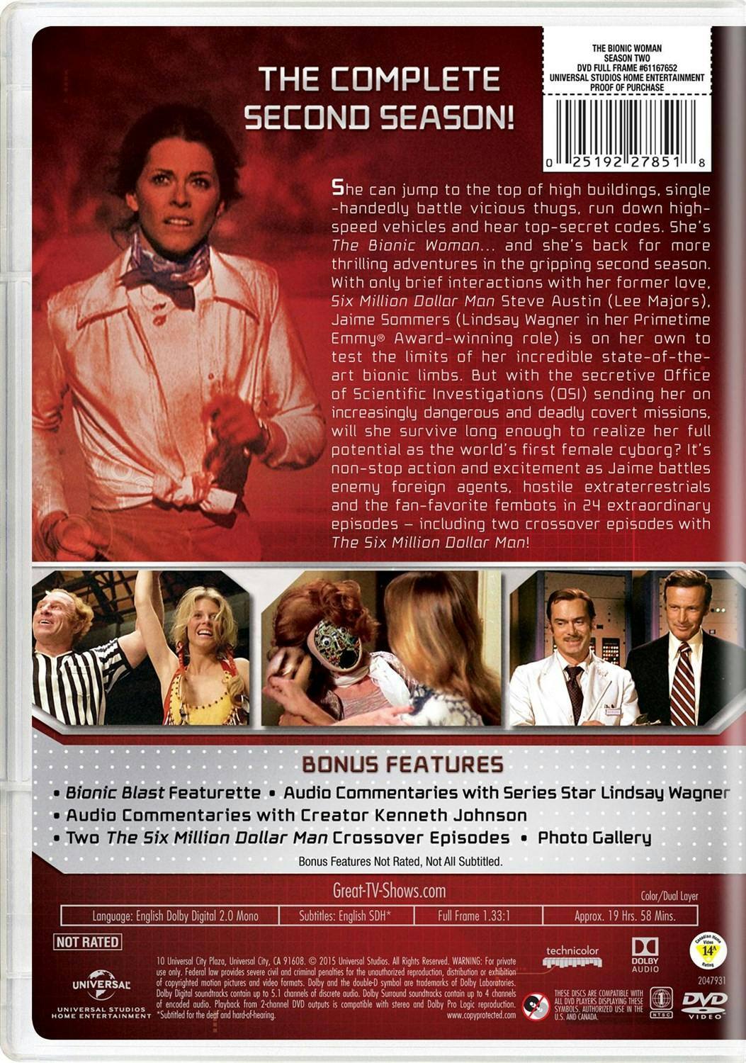 Back. The Bionic Woman: Season 2 (DVD New Box Art) [DVD].