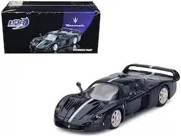 Maserati MC12 Stradale Blue Metallic with White Stripe 1/64 Diecast Model Car by BBR - Blue Metallic and White