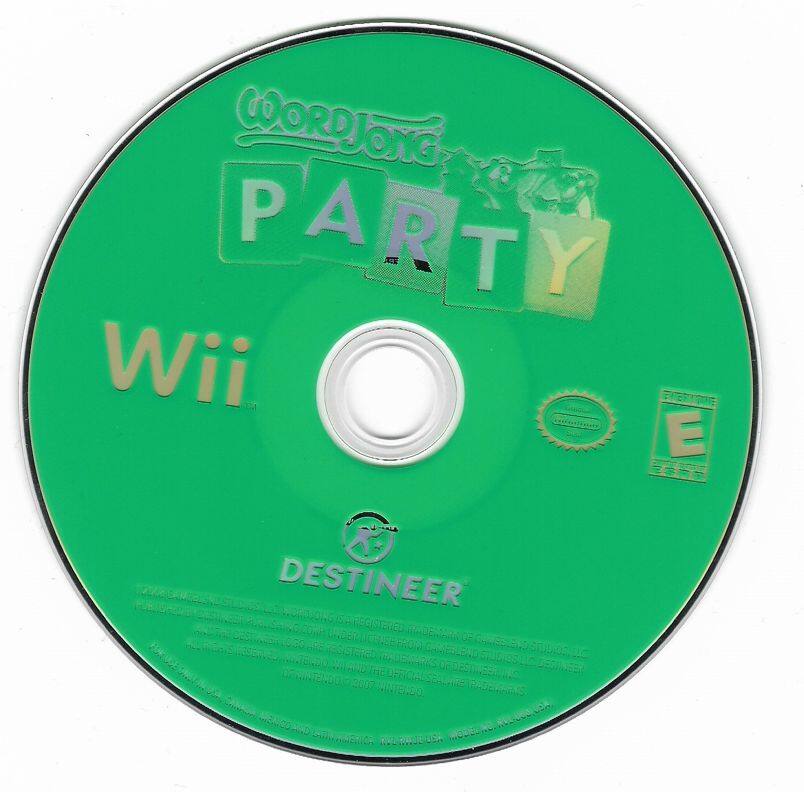 Sure, here is the corrected and grouped text from the image:

---

**Top Left:**
- COORDJONG PARTY

**Center:**
- Wii

**Top Right:**
- E (ESRB rating)

**Bottom Center:**
- DESTINEER

**Bottom Left:**
- (Logo of a company, possibly the manufacturer or distributor)

**Bottom Right:**
- EVERYONE

**Bottom:**
- (Small text, likely legal or copyright information)

---

This should cover all the visible text on the disc.