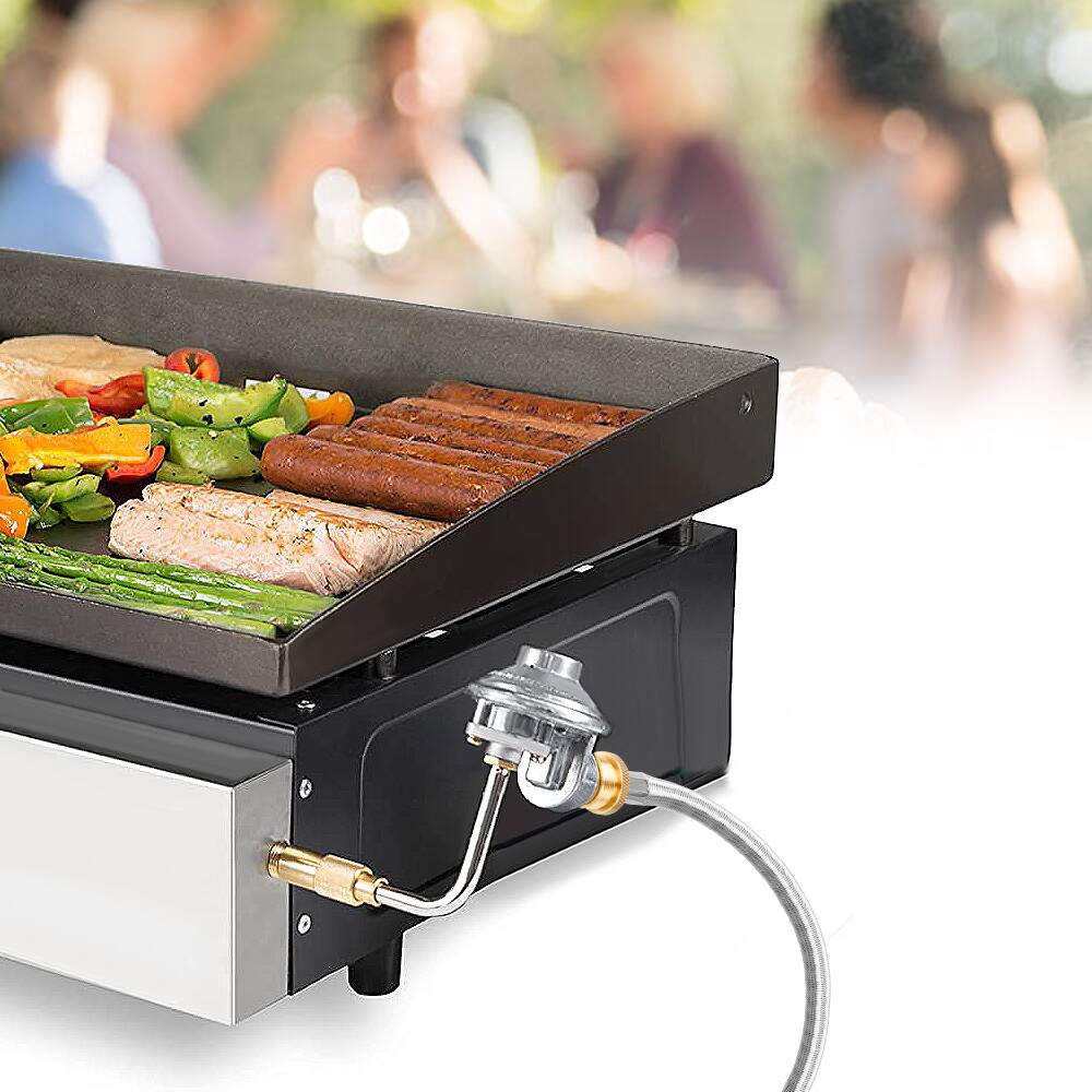 Alt View 5. Empava - 5FT Propane Hose with Gauge – CSA Certified, Universal 1lb to 40lb Tank Adapter for Grills, Heaters & Camping - Stainless Steel.