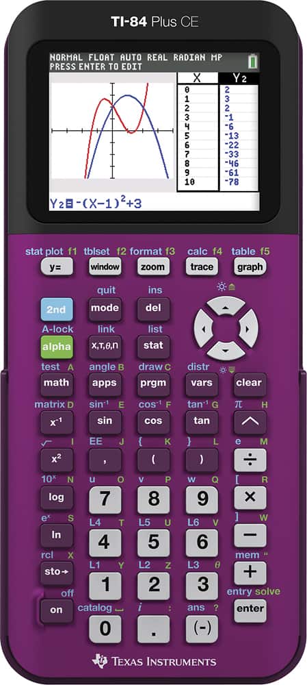 Front. Texas Instruments - TI-84 Plus CE Graphing Calculator - Plum.