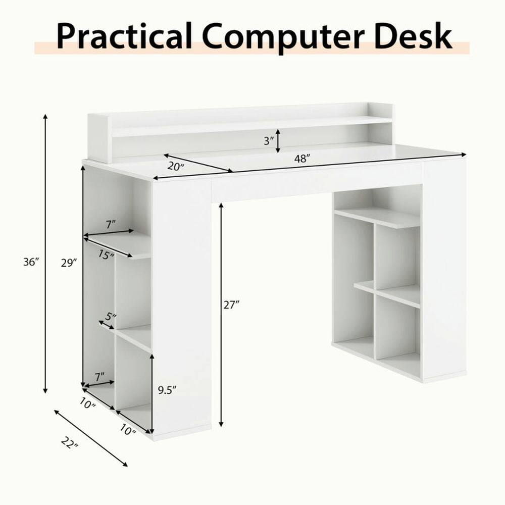 Practical Computer Desk  
20" x 3" x 48" x 7" x 36" x 29" x 15" x 5" x 27" x 7" x 10" x 22" x 10" x 9.5"