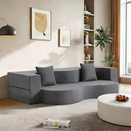 U-HOMY - High-Density Foam Folding Sofa Bed: Convertible Floor Couch for Living Room, Guest Room, and Bedroom - Gray