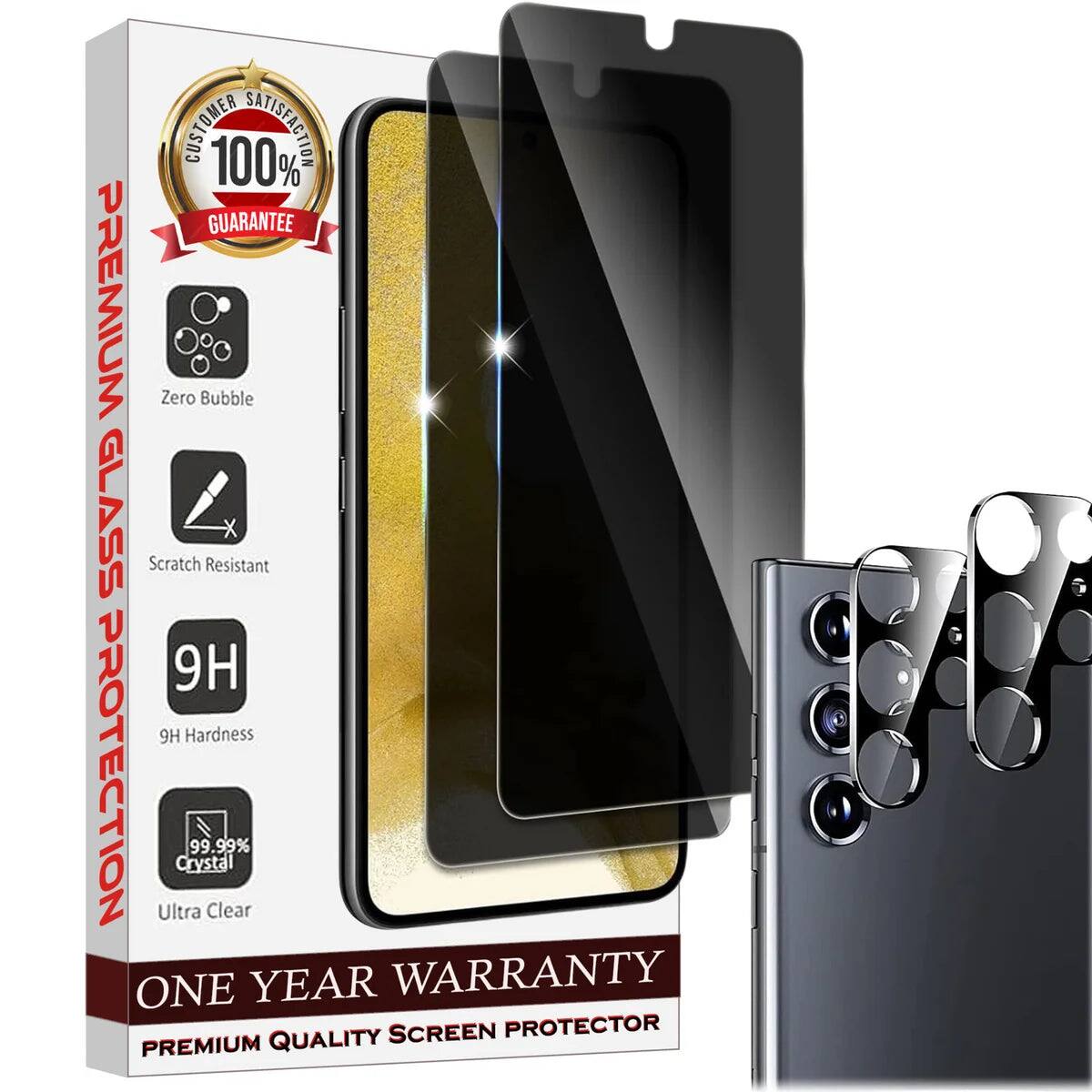 Entronix - Anti-Spy Privacy Screen Protector and Camera Lens Protector for Galaxy S25 Ultra - 4 Piece Set - Transparent