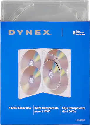 Front. Dynex™ - DVD Storage Boxes (5-Pack) - Clear.