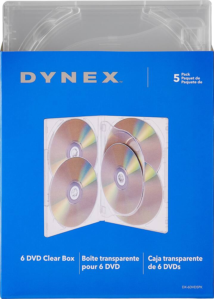 Front. Dynex™ - DVD Storage Boxes (5-Pack) - Clear.