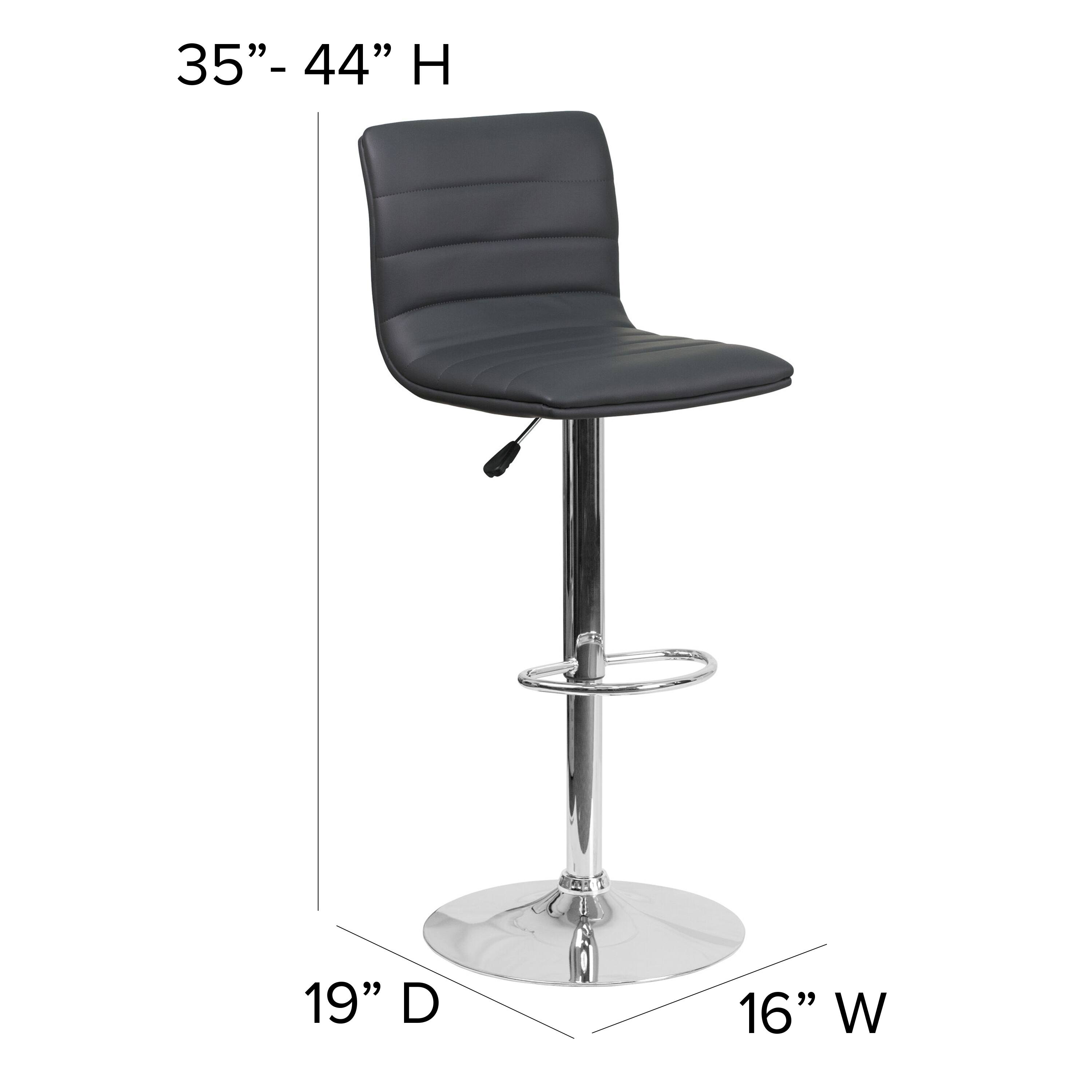 Alt View 13. Alamont Home - Modern Vinyl Adjustable Height Barstool with Horizontal Stitch Back - Gray.