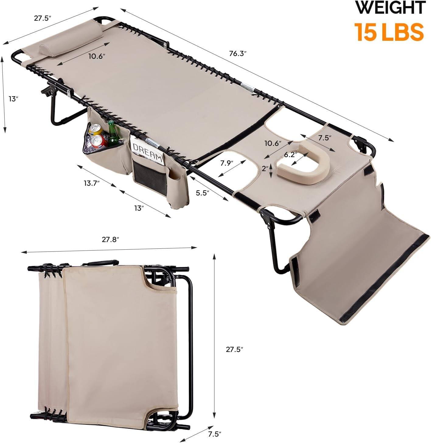 27.5" 10.6" 76.3" WEIGHT 15 LBS 13" 7.9" 10.6" 6.2" 2" 7.5" 13.7" 5.5" 13" 27.8" 27.5" 7.5"