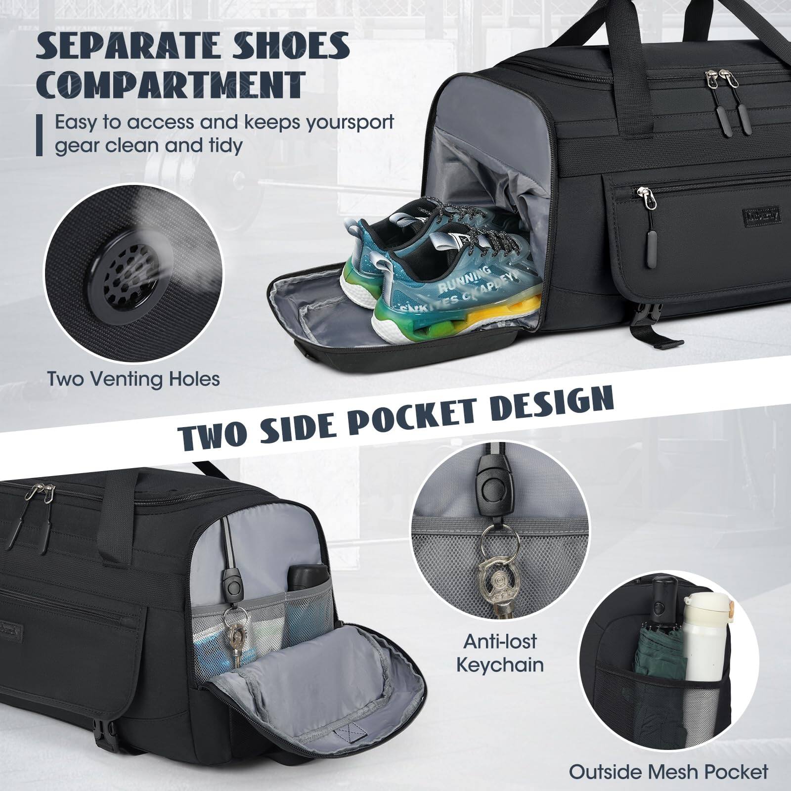 Pacoar Cade Gym Bag For Men 40l Sports Duffel Bags Duffle Women With ...