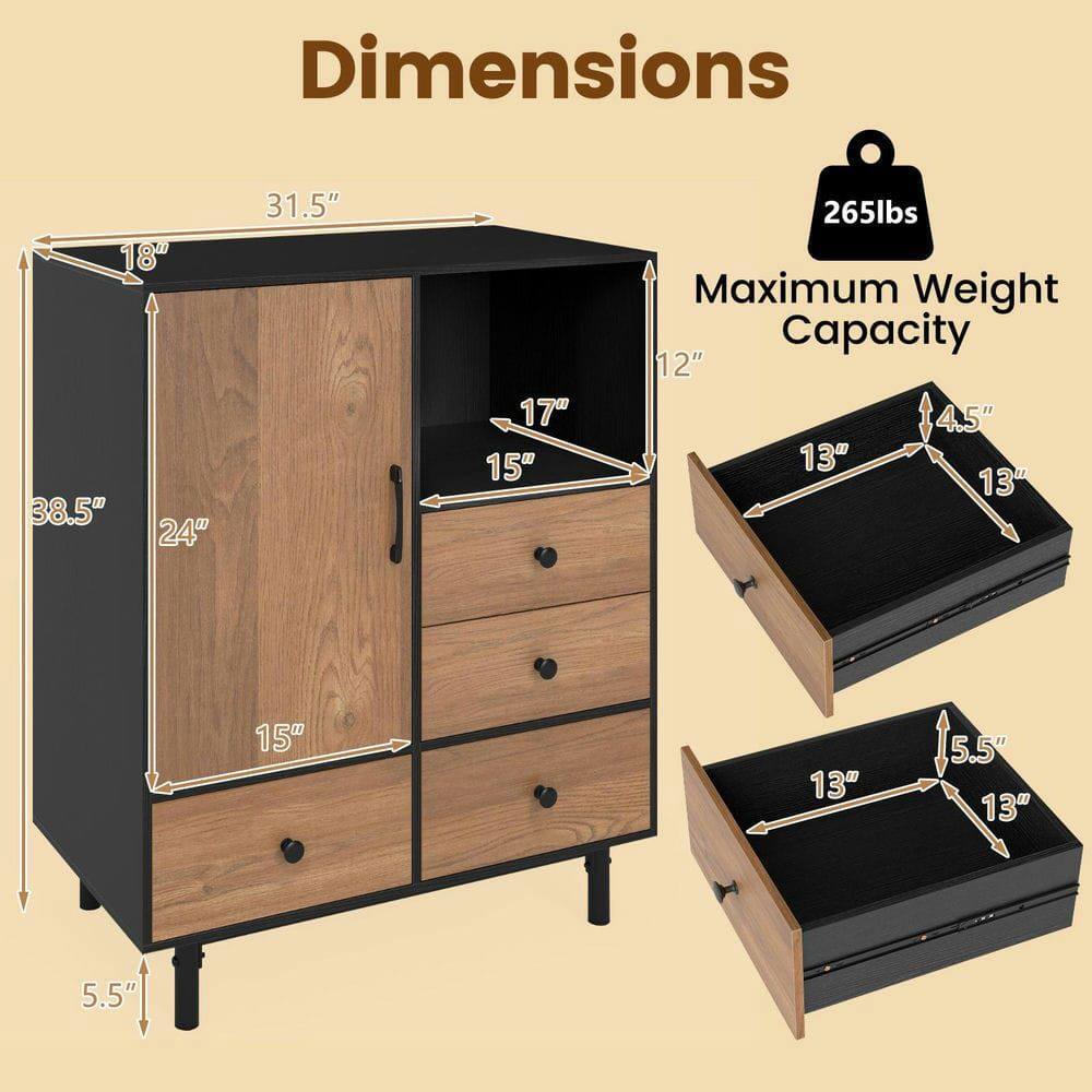 Dimensions: 18" x 38.5" x 24" x 31.5" x 17" x 15"  
Maximum Weight Capacity: 265lbs  
Dimensions: 12" x 4.5" x 13" x 13" x 15" x 13" x 5.5"