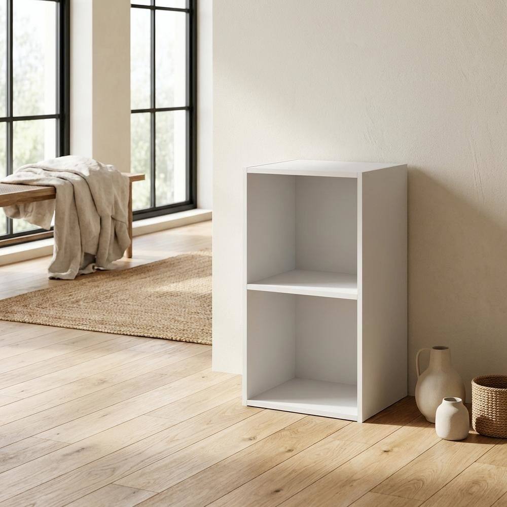 Alt View 2. FurniFact - Wooden 2-Tier Open Shelf Closet Organizer for Multi-Purpose Storage - White.