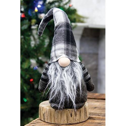 Front. BreeBe - *Large Plush Black/White Plaid Santa Gnome - Multi.