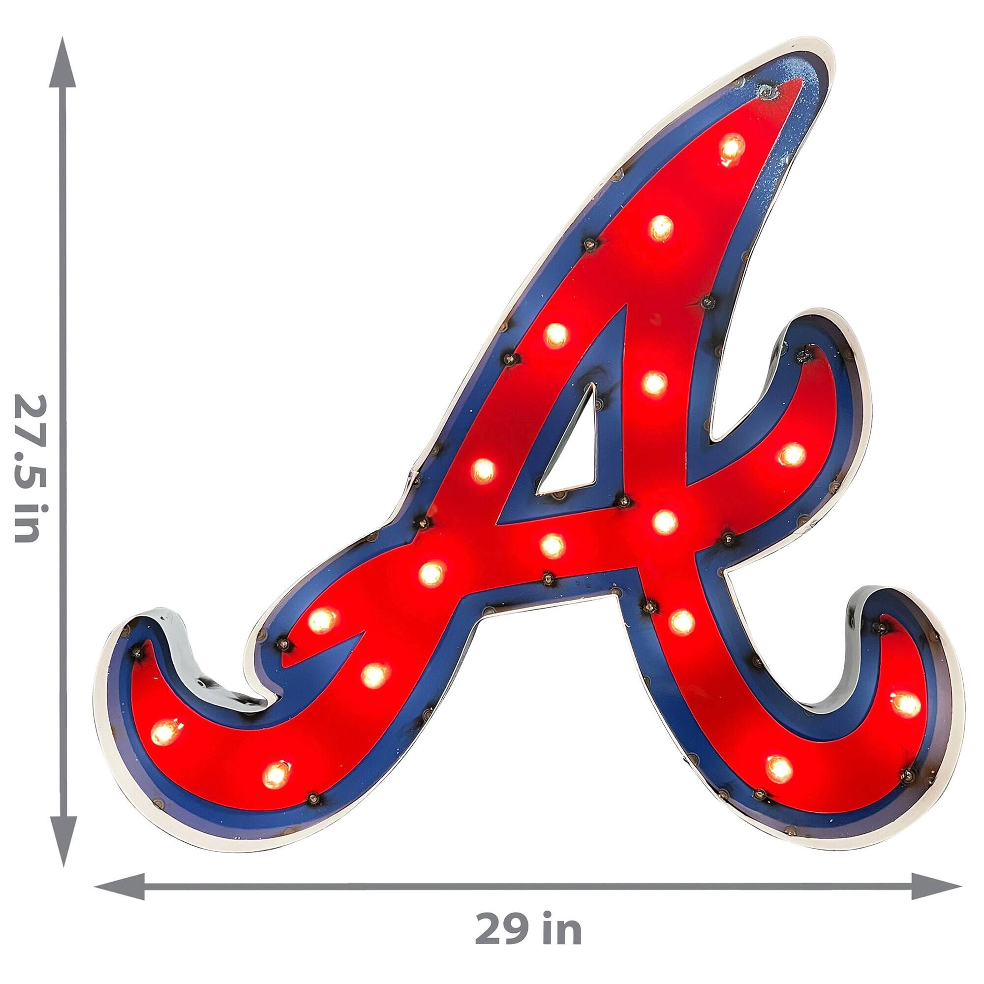 Alt View 1. Imperial - Atlanta Braves 27.5" x 29" Lighted Logo Recycled Metal Sign - Multicolor.