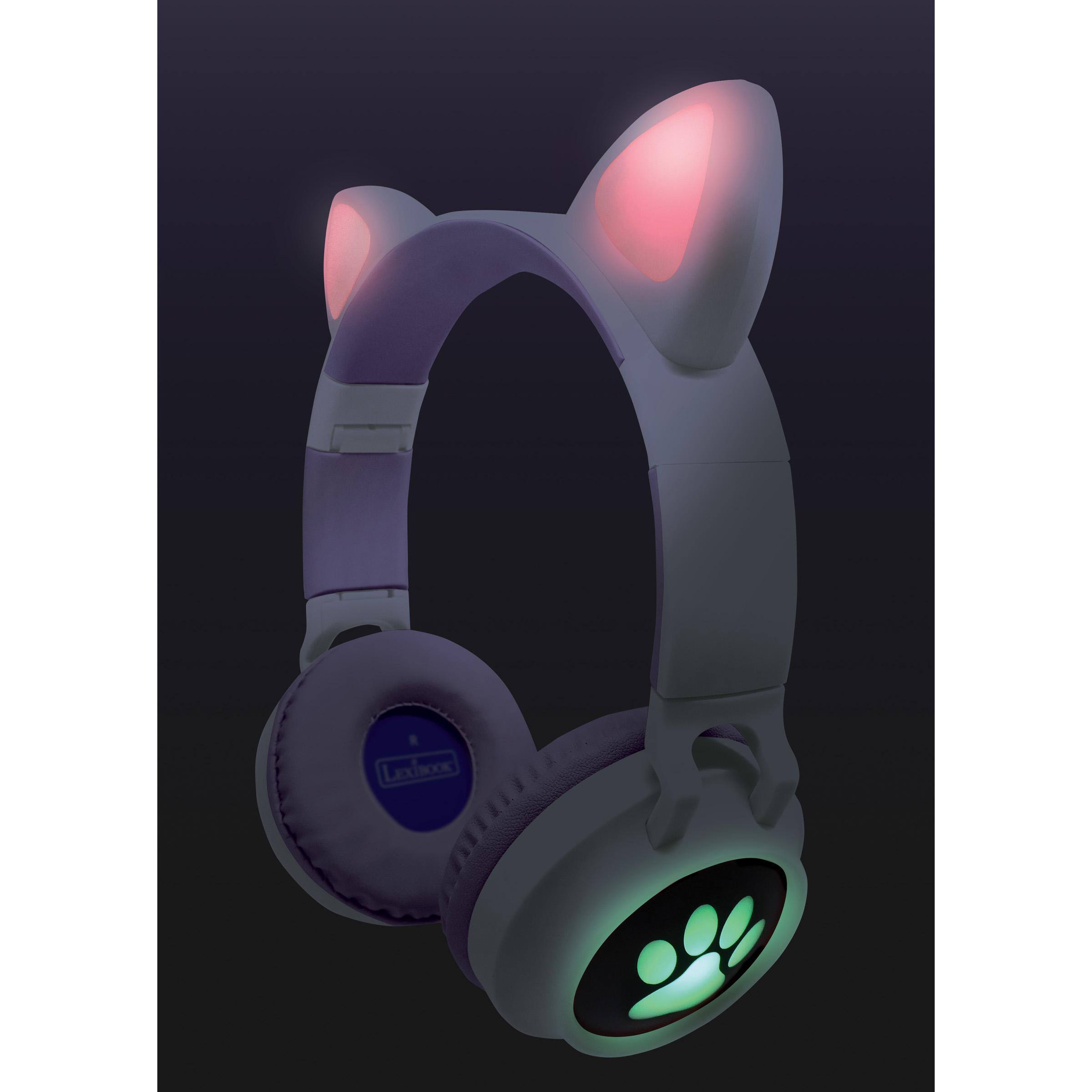 Alt View 3. Lexibook - Cat’s Ears Shape Wireless Rechargeable Headphones with Lights.