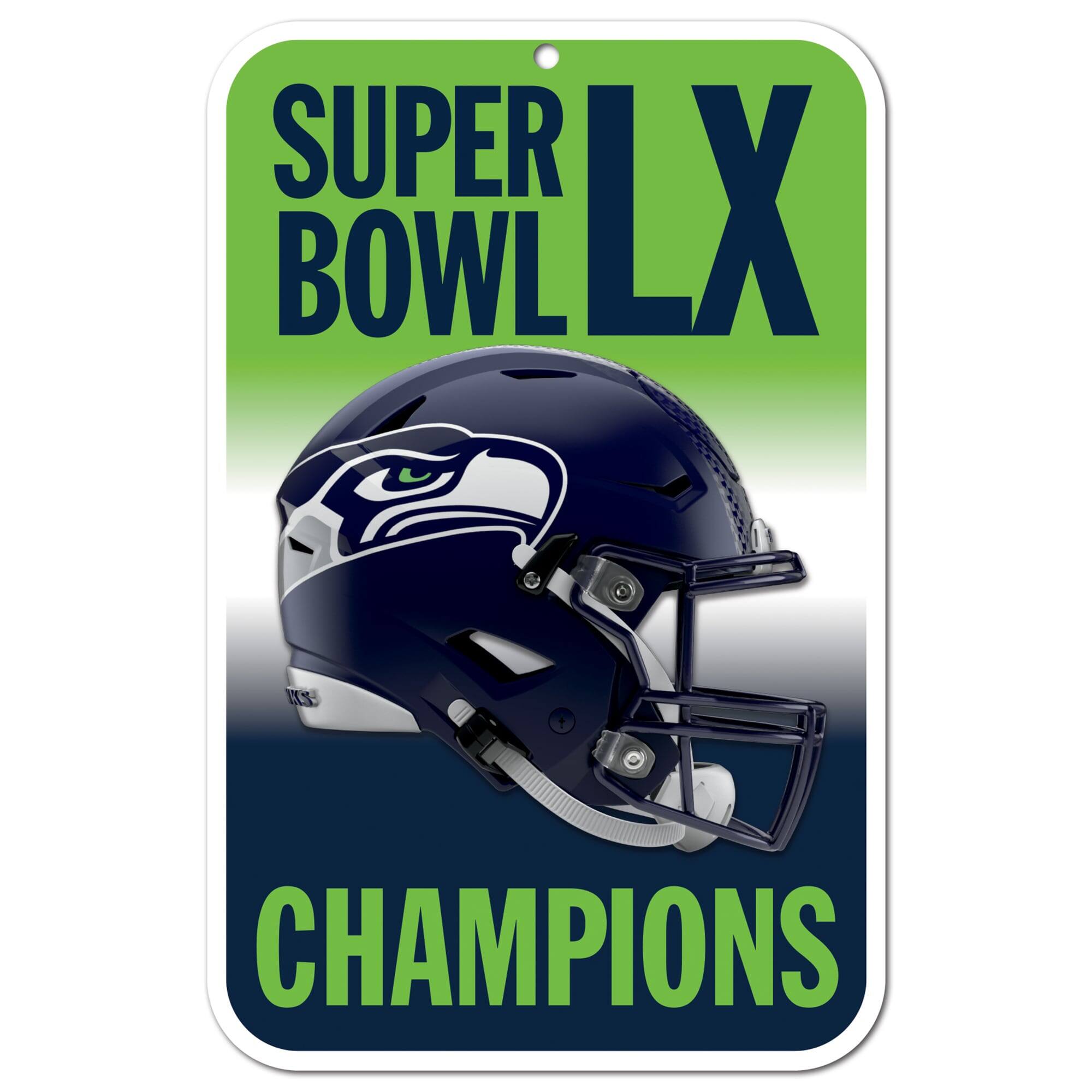 Seattle Seahawks Super Bowl LX Champions 11" x 17" Indoor/Outdoor Plastic Sign