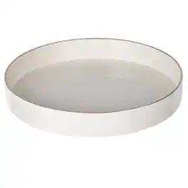 Manhattan Lane - Mimosa Plastic Round Tray, Gold Accented Trims - White