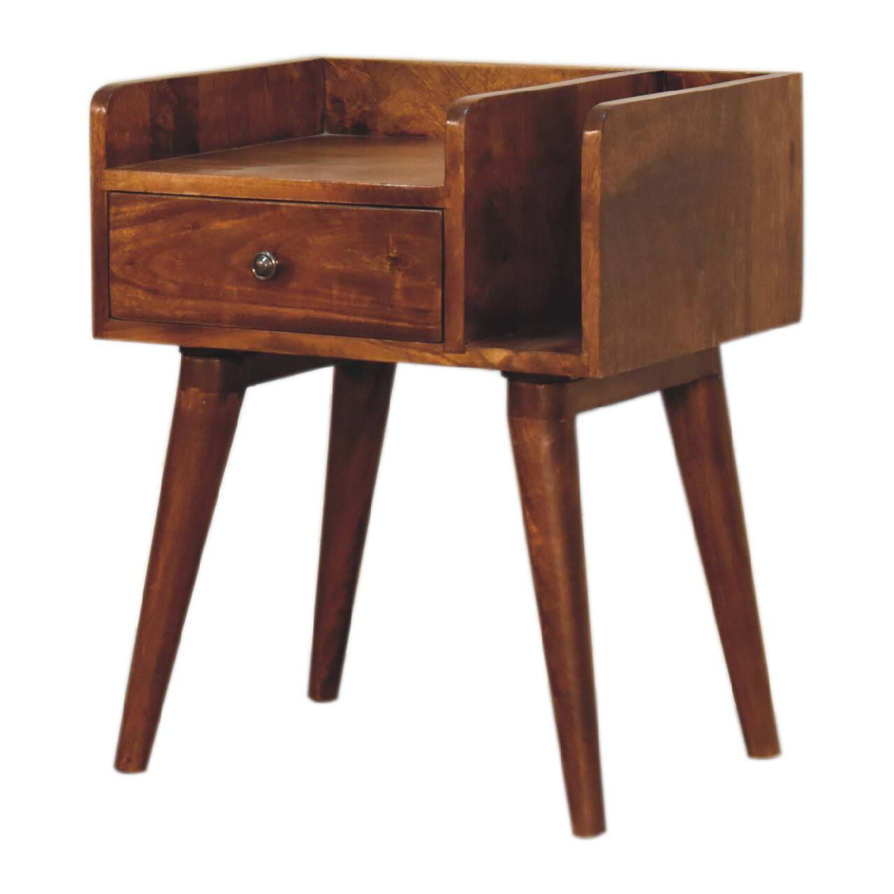 Angle. Artisan Furniture - Artisan Furniture Solid Wood Chestnut Collective Nightstand, 1 Drawer, 2 Shelves, Chestnut - Chestnut.