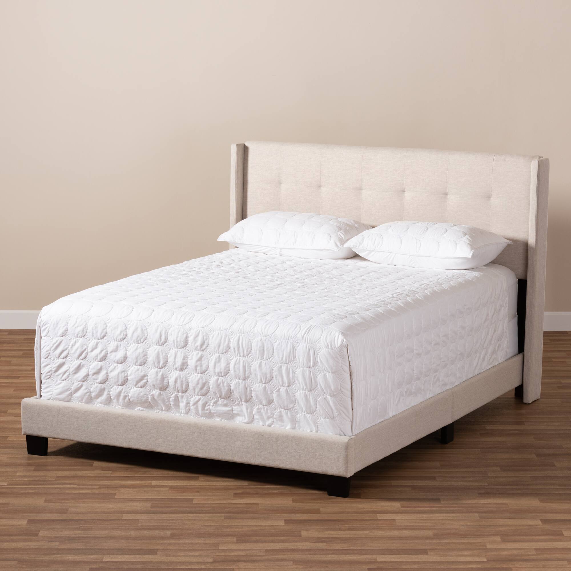 Alt View 3. Baxton Studio - Lisette Modern and Contemporary Fabric Upholstered Bed - Beige.