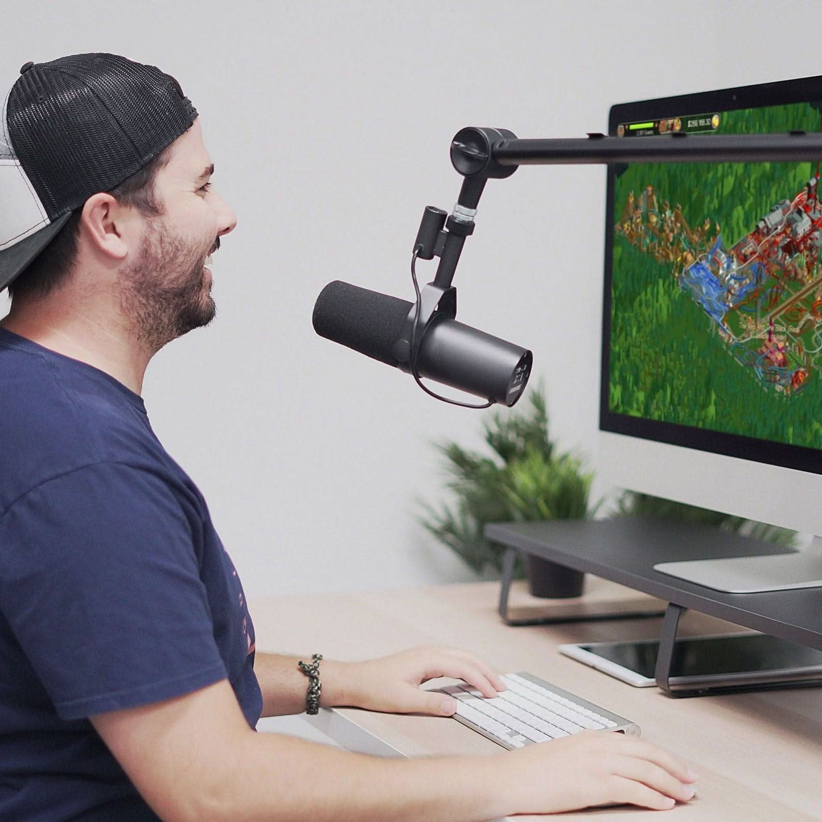 Alt View 2. Mount-It! - Adjustable Microphone Boom Arm for Desk Mount with Spring‑Balanced Articulating Design, Black - Black.